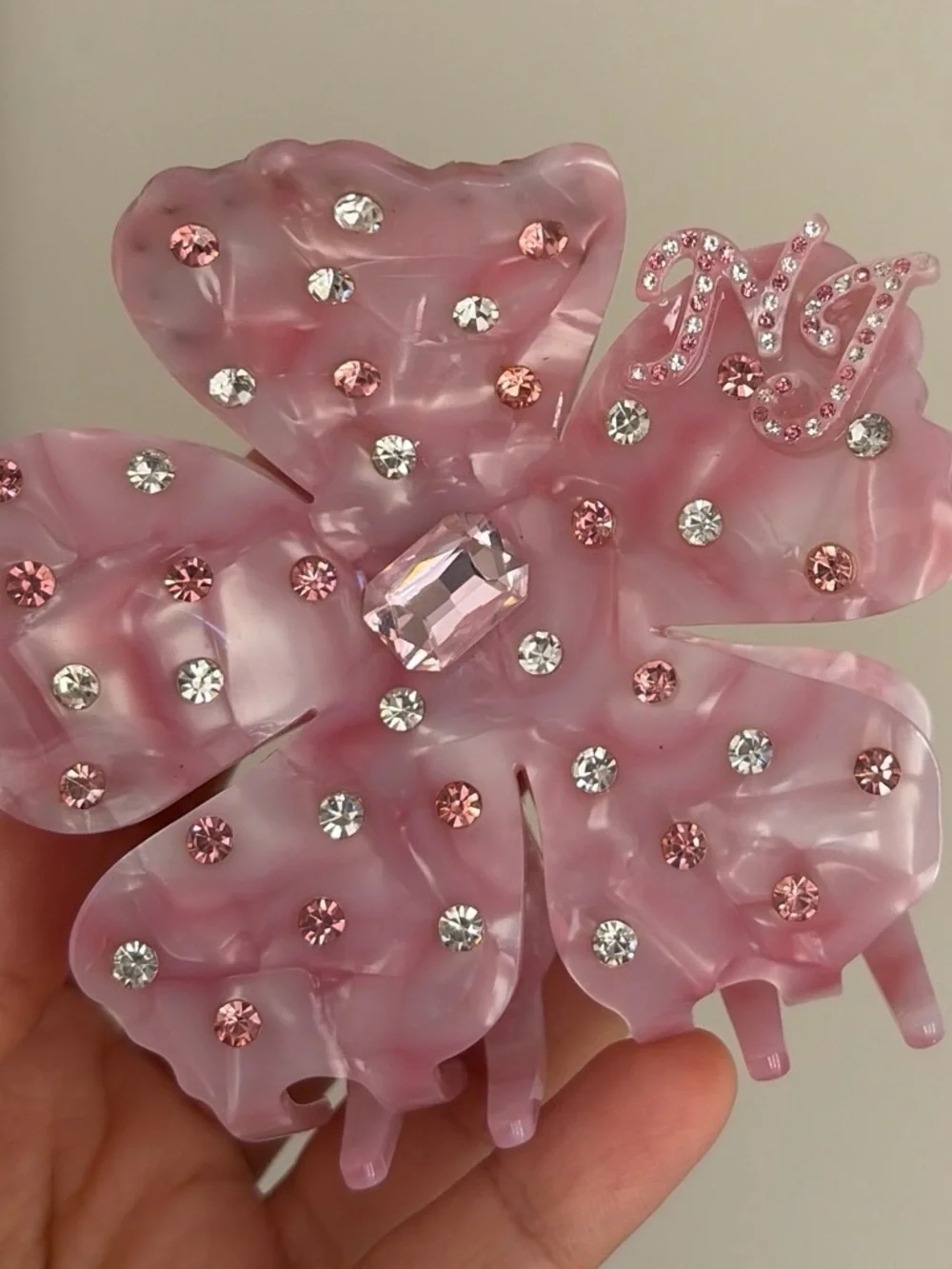 Pink Crystal Flower Hair Clip - flora hairclip by nana Jacqueline